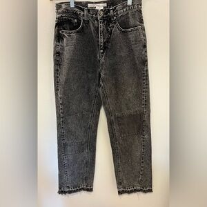 PUSHBUTTON Black Denim Washed Frayed Jeans- Avant Garde